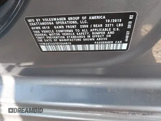 2014 Volkswagen Passat Wolfsburg Edition with VIN 1VWAS7A37EC044810, listed as a IAAI auction lot 42548651 with 166,672 mi miles and . Bid and sale history available at DreamBid. Image 9.