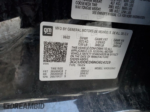 2022 Chevrolet Silverado 1500 LT with VIN 3GCUDDED6NG614319, listed as a Copart auction lot 47026275 with 30,994 mi miles and Salvage Title. Bid and sale history available at DreamBid. Image 14.