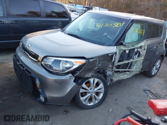 2016 Kia Soul + with VIN KNDJP3A55G7327099, listed as a IAAI auction lot 41703217 with 116,010 mi miles. Bid and sale history available at carsss.com. Image 2.