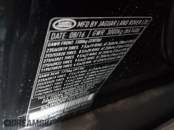 2016 Land Rover Range Rover Sport SE с VIN SALWG2PF7GA109709, выставлен на аукционе Copart как лот 52718425 с пробегом 53 534 миль миль и Чистый • Clean title. История ставок и продаж доступна на DreamBid. Изображение 12.