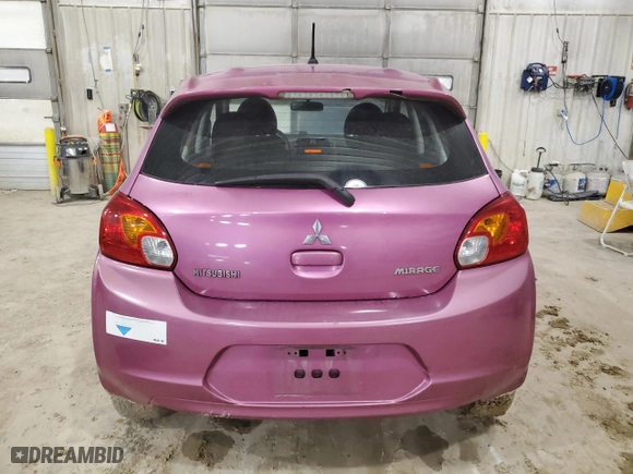 2015 Mitsubishi Mirage DE with VIN ML32A3HJ3FH035407, listed as a Copart auction lot 48189455 with 77,196 mi miles and Salvage Title. Bid and sale history available at carsss.com. Image 6.