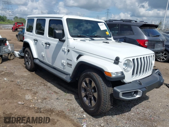 2018 Jeep Wrangler Unlimited Sahara with VIN 1C4HJXEG1JW205789, listed as a IAAI auction lot 42435877 with 57,587 mi miles and . Bid and sale history available at DreamBid. Image 1.