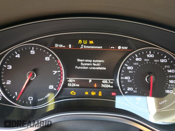 2015 Audi A6 Prestige with VIN WAUHGAFC7FN030286, listed as a Copart auction lot 71237874 with 74,334 mi miles and Salvage title. Bid and sale history available at DreamBid. Image 9.