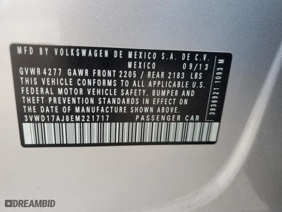 2014 Volkswagen Jetta Sedan SE w/Connectivity with VIN 3VWD17AJ8EM221717, listed as a Copart auction lot 47173345 with 154,155 mi miles and Salvage Title. Bid and sale history available at carsss.com. Image 14.