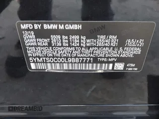 2020 BMW X3 M with VIN 5YMTS0C00L9B87771, listed as a IAAI auction lot 40475009 with 1 mi miles. Bid and sale history available at carsss.com. Image 9.