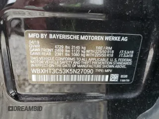 2019 BMW X1 xDrive28i with VIN WBXHT3C53K5N27090, listed as a Copart auction lot 54150485 with 79,835 mi miles and Salvage title. Bid and sale history available at DreamBid. Image 13.