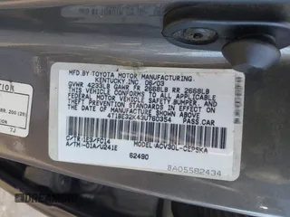 2003 Toyota Camry LE with VIN 4T1BE32K43U760354, listed as a IAAI auction lot 41547088 with 257,688 mi miles and . Bid and sale history available at DreamBid. Image 9.