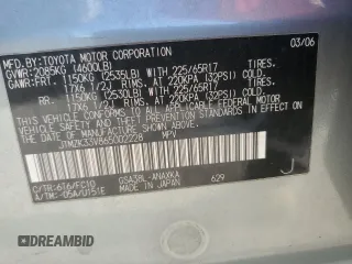 2006 Toyota RAV4 with VIN JTMZK33V865002228, listed as a Copart auction lot 60524404 with 64,654 mi miles and Salvage Title. Bid and sale history available at carsss.com. Image 12.
