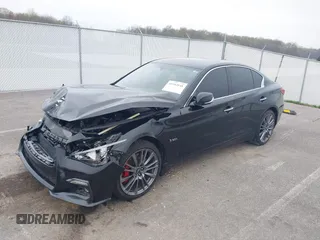 2018 Infiniti Q50 Red Sport 400 with VIN JN1FV7ARXJM480160, listed as a IAAI auction lot 41994848 with 71,346 mi miles and . Bid and sale history available at DreamBid. Image 17.