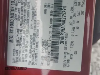 2010 Ford Fusion SE z VIN 3FAHP0HA0AR225294, wystawiony jako Copart lot #61219645 z przebiegiem 175 360 mil mil oraz Szkoda całkowita • Salvage title. Historia ofert i sprzedaży dostępna na DreamBid. Obrazek 13.