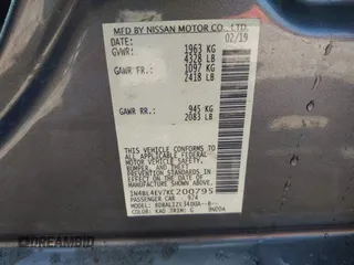 2019 Nissan Altima SL with VIN 1N4BL4EV7KC200795, listed as a IAAI auction lot 42064325 with 233,884 mi miles and . Bid and sale history available at DreamBid. Image 9.