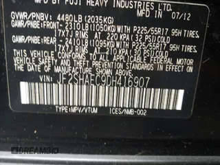 2013 Subaru Forester X Limited with VIN JF2SHAEC9DH416907, listed as a Copart auction lot 53993695 with 232,278 mi miles and Clean title. Bid and sale history available at DreamBid. Image 10.