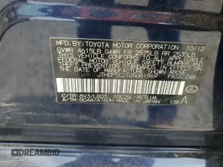 2013 Lexus IS 250 with VIN JTHCF5C21D5061869, listed as a Copart auction lot 52397995 with 188,554 mi miles and Salvage Title. Bid and sale history available at DreamBid. Image 12.