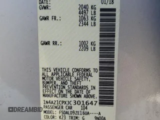 2018 Nissan LEAF S with VIN 1N4AZ1CPXJC301647, listed as a Copart auction lot 44814285 with 87,030 mi miles and Salvage Title. Bid and sale history available at DreamBid. Image 14.
