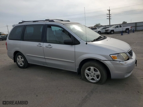 2001 Mazda MPV DX with VIN JM3LW28Y810203101, listed as a Copart auction lot 75053744 with 185,058 mi miles and Salvage Title. Bid and sale history available at carsss.com. Image 4.