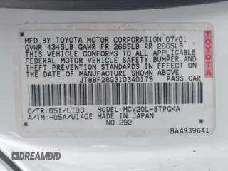 2001 Lexus ES 300 with VIN JT8BF28G310340179, listed as a IAAI auction lot 42757500 with 214,201 mi miles and . Bid and sale history available at DreamBid. Image 9.