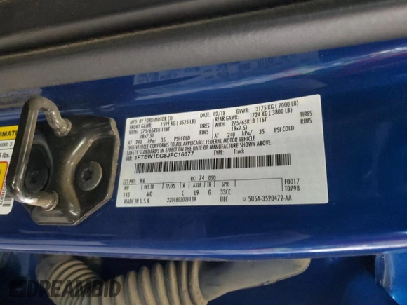 2018 Ford F-150 XL с VIN 1FTEW1EG8JFC16077, выставлен на аукционе Copart как лот 64922605 с пробегом 74 672 миль миль и Списание • Salvage title. История ставок и продаж доступна на DreamBid. Изображение 12.
