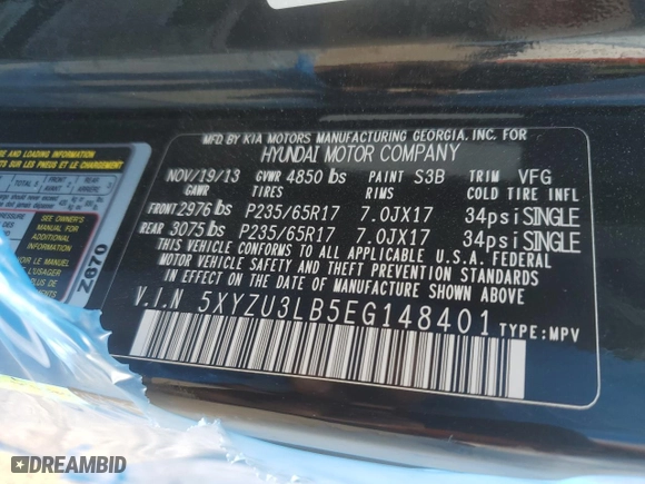 2014 Hyundai Santa Fe Sport with VIN 5XYZU3LB5EG148401, listed as a Copart auction lot 88605725 with 141,628 mi miles and Salvage Title. Bid and sale history available at carsss.com. Image 14.