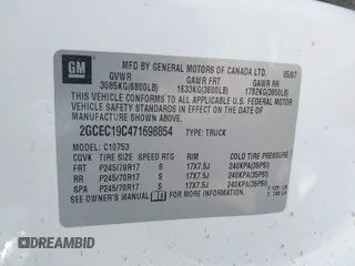 2007 Chevrolet Silverado 1500 Work Truck with VIN 2GCEC19C471698854, listed as a IAAI auction lot 42163779 with Not Provided miles and . Bid and sale history available at DreamBid. Image 9.