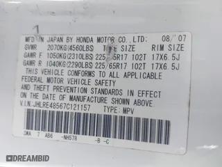 2007 Honda CR-V EX with VIN JHLRE48567C121157, listed as a IAAI auction lot 42057014 with 109,687 mi miles. Bid and sale history available at carsss.com. Image 9.