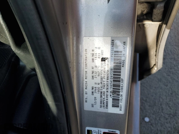 2010 Mazda 3 i Touring with VIN JM1BL1SG5A1261538, listed as a Copart auction lot 54276915 with 211,143 mi miles and Clean Title. Bid and sale history available at DreamBid. Image 12.