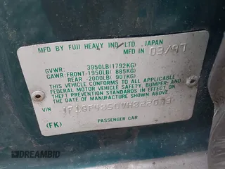 1997 Subaru Impreza Outback Special Sports с VIN JF1GF4850VH822073, выставлен на аукционе IAAI как лот 41820551 с пробегом 104 702 миль миль и . История ставок и продаж доступна на DreamBid. Изображение 9.