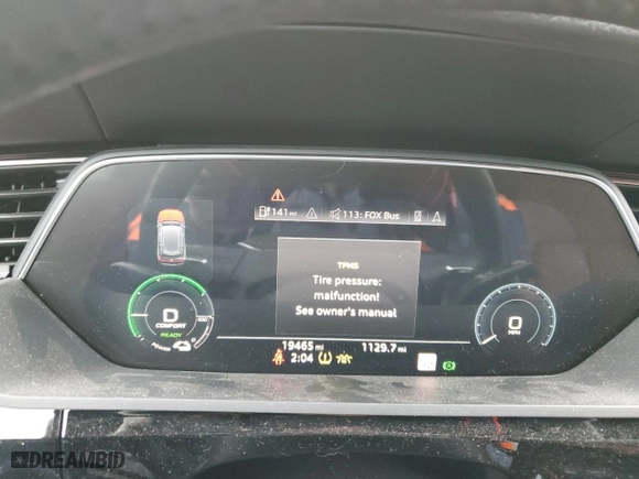 2019 Audi e-tron Premium Plus with VIN WA1LABGE3KB011535, listed as a Copart auction lot 45188843 with 19,465 mi miles. Bid and sale history available at carsss.com. Image 9.