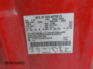 2005 Ford F-150 XL with VIN 1FTRF12WX5NC06045, listed as a IAAI auction lot 41917004 with 296,753 mi miles. Bid and sale history available at carsss.com. Image 9.