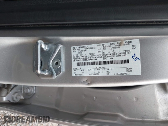 2018 Ford Escape SEL with VIN 1FMCU9HD6JUA58844, listed as a IAAI auction lot 40863795 with 74,907 mi miles. Bid and sale history available at carsss.com. Image 9.