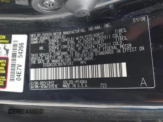 2008 Toyota Sienna XLE with VIN 5TDZK22C18S161342, listed as a IAAI auction lot 42027277 with 198,489 mi miles. Bid and sale history available at carsss.com. Image 9.