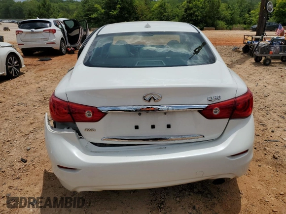 2015 Infiniti Q50 Premium with VIN JN1BV7AR1FM412660, listed as a Copart auction lot 61007025 with 111,021 mi miles and Salvage title. Bid and sale history available at DreamBid. Image 6.