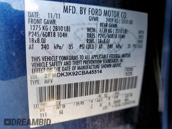 2012 Ford Edge Limited with VIN 2FMDK3K92CBA45514, listed as a Copart auction lot 48910855 with 151,898 mi miles and Clean Title. Bid and sale history available at carsss.com. Image 13.