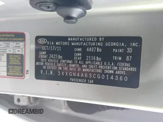 2012 Kia Optima EX with VIN 5XXGN4A63CG014360, listed as a IAAI auction lot 41684960 with 257,182 mi miles and . Bid and sale history available at carsss.com. Image 9.