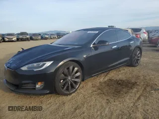 2017 Tesla Model S 100D with VIN 5YJSA1E27HF185487, listed as a Copart auction lot 47979455 with 184,987 mi miles and Salvage Title. Bid and sale history available at carsss.com. Image 1.