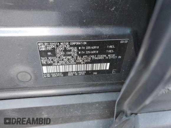 2020 Toyota RAV4 Hybrid Limited with VIN JTMDWRFV5LD543509, listed as a Copart auction lot 80816333 with 40,172 mi miles and Salvage Title. Bid and sale history available at carsss.com. Image 13.