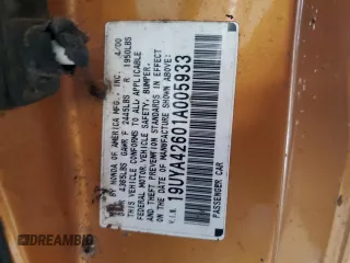 2001 Acura CL Type S z VIN 19UYA42601A005933, wystawiony jako Copart lot #45792435 z przebiegiem Nie podano mil oraz Szkody całkowita. Historia ofert i sprzedaży dostępna na DreamBid. Obrazek 12.