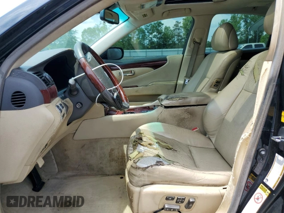 2008 Lexus LS 460 with VIN JTHBL46F385060578, listed as a Copart auction lot 55403235 with 321,933 mi miles and Salvage title. Bid and sale history available at DreamBid. Image 7.