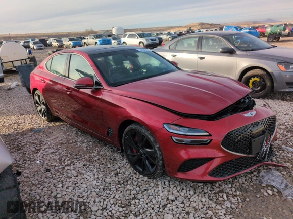2022 Genesis G70 3.3T z VIN KMTG54TE3NU088591, wystawiony jako Copart lot #85343234 z przebiegiem 43 764 mil mil oraz Szkoda całkowita • Salvage title. Historia ofert i sprzedaży dostępna na DreamBid. Obrazek 4.