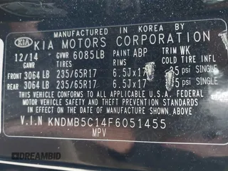 2015 Kia Sedona LX with VIN KNDMB5C14F6051455, listed as a IAAI auction lot 41991513 with 154,967 mi miles and . Bid and sale history available at DreamBid. Image 9.
