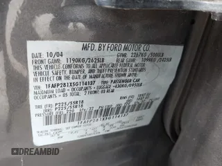 2005 Ford Five Hundred Limited z VIN 1FAFP281X5G114137, wystawiony jako IAAI lot #42124350 z przebiegiem Nie podano mil oraz . Historia ofert i sprzedaży dostępna na DreamBid. Obrazek 9.