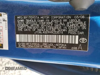 2009 Toyota Corolla with VIN JTDBL40E999033574, listed as a Copart auction lot 53380875 with 42,505 mi miles and Salvage Title. Bid and sale history available at carsss.com. Image 15.