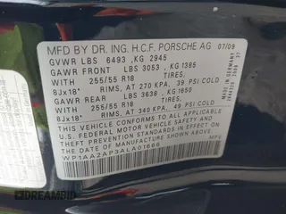 2010 Porsche Cayenne z VIN WP1AA2AP3ALA01666, wystawiony jako IAAI lot #41621362 z przebiegiem 180 966 mil mil oraz . Historia ofert i sprzedaży dostępna na DreamBid. Obrazek 9.