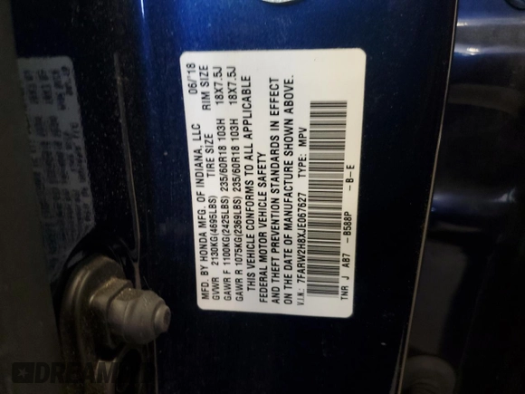 2018 Honda CR-V EX-L with VIN 7FARW2H8XJE067627, listed as a Copart auction lot 49353755 with 82,833 mi miles and Salvage Title. Bid and sale history available at carsss.com. Image 14.