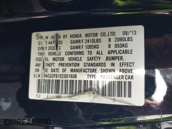 2014 Acura TSX Special Edition с VIN JH4CU2F81EC001608, выставлен на аукционе IAAI как лот 41195216 с пробегом 140 009 миль миль и . История ставок и продаж доступна на DreamBid. Изображение 9.