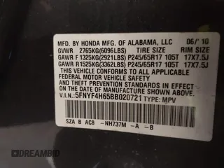 2011 Honda Pilot EX-L with VIN 5FNYF4H65BB020721, listed as a IAAI auction lot 41794436 with 113,630 mi miles and . Bid and sale history available at carsss.com. Image 9.