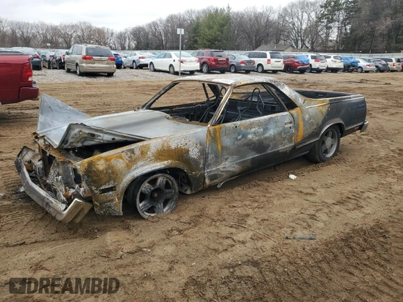1985 Chevrolet El Camino with VIN 3GCCW80H9FS905600, listed as a Copart auction lot 54216685 with 0 mi miles and Salvage Title. Bid and sale history available at carsss.com. Image 1.