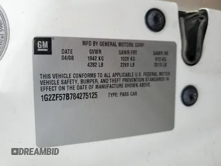 2008 Pontiac G6 1SV Value Leader z VIN 1G2ZF57B784275125, wystawiony jako Copart lot #56873785 z przebiegiem 72 137 mil mil oraz Szkoda całkowita • Salvage title. Historia ofert i sprzedaży dostępna na DreamBid. Obrazek 12.