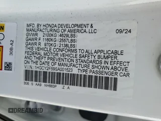 2025 Honda Accord Sport with VIN 1HGCY2F59SA001523, listed as a Copart auction lot 54888785 with 14,003 mi miles and Salvage title. Bid and sale history available at DreamBid. Image 13.