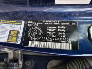 2016 Kia Optima EX with VIN 5XXGU4L32GG064193, listed as a Copart auction lot 52429355 with 103,325 mi miles and Clean Title. Bid and sale history available at carsss.com. Image 12.