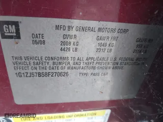 2008 Chevrolet Malibu LT w/2LT with VIN 1G1ZJ57B58F270626, listed as a IAAI auction lot 41646212 with 224,562 mi miles. Bid and sale history available at carsss.com. Image 9.